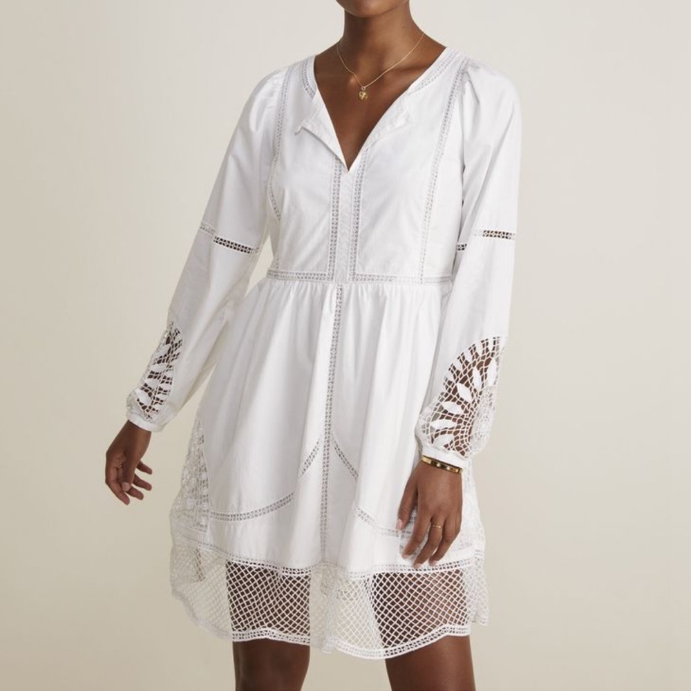 VINEYARD VINES Elegant White 3/4 Sleeve Length Dress